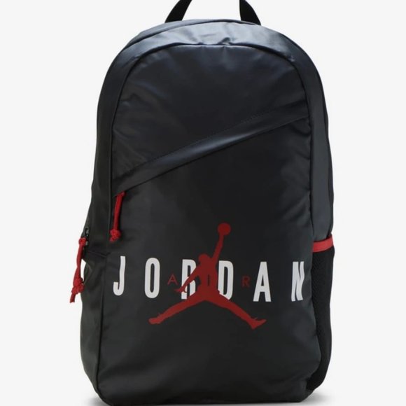 Nike Air Jordan Mens Black Red Jumpman Logo Adjustable Strap Backpack